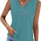 💐2026 Women’s Button Down V Neck Loose Fit Tank Top