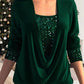 🎄Sequin Loose Smocked Fake Two-Piece Top