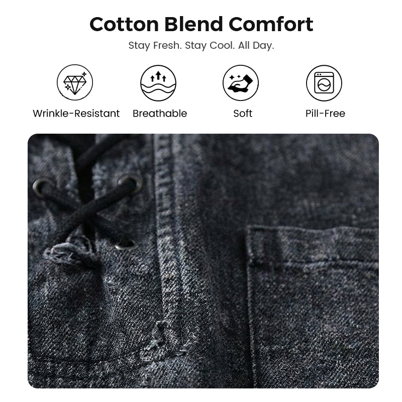 🌸Spring sale: 50% off👕Men Gothic Retro T-Shirt, Lace-up V-neck, Linen Pocket