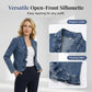 🧥 50% OFF NOW! 🌸 Women's Ruffle Trim Open-Front Denim Jacket – Lightweight, feminine & versatile – chic for any outfit 👗