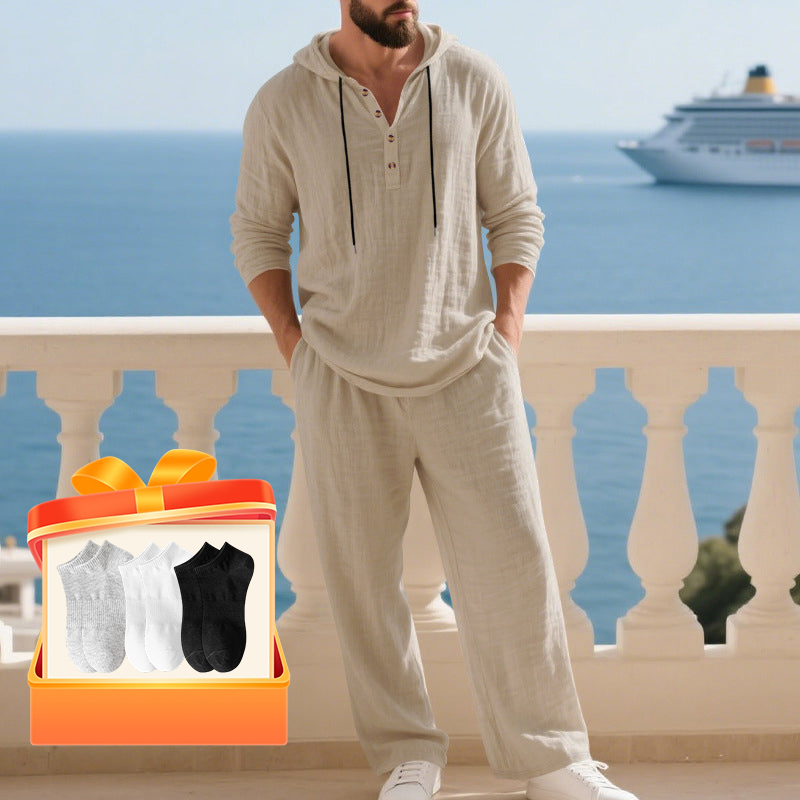 📢📢60% OFF !!!Men's Hooded Casual Loose Top & Pants 2-Piece Set