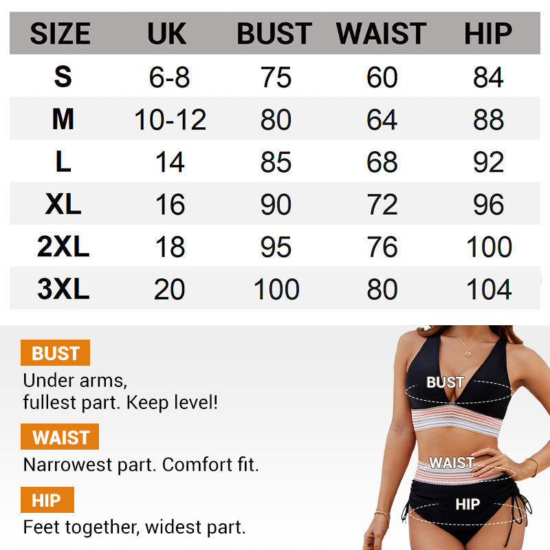 🔥Summer Sale🔥High Waisted Tummy Control Color Block Bikini Sets