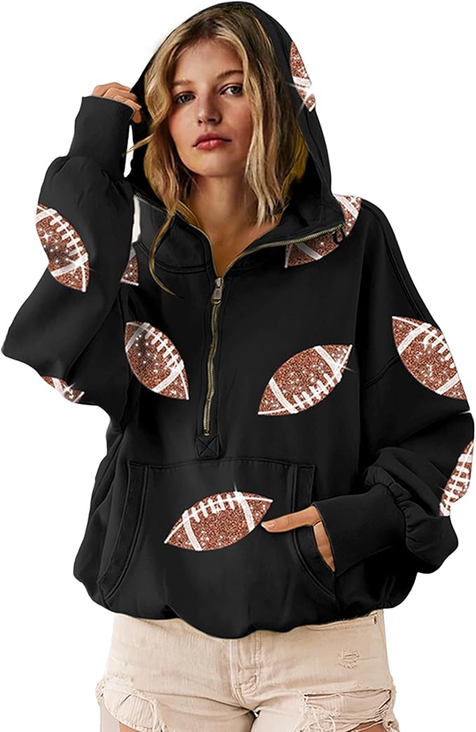 ✨New Early Fall 2026 Collection🔥 50% Off for a Limited Time🔥Womens Game Day Sweatshirts Football Sequin Hoodies with Pocket