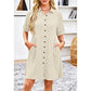 💃2026 Summer Sale-60% OFF💐Women's Short Sleeve Button Down Textured Babydoll Dress with Pockets