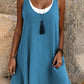 💃 Last Day Sale 50% Off 💐 Women's Casual Loose Sleeveless Fake Two Piece Tank Dress📿Free Pendant🎁