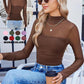 💃Last Day Sales -50% OFF🎉Women's Sparkle Mesh Sheer Long Sleeve Ruched Top