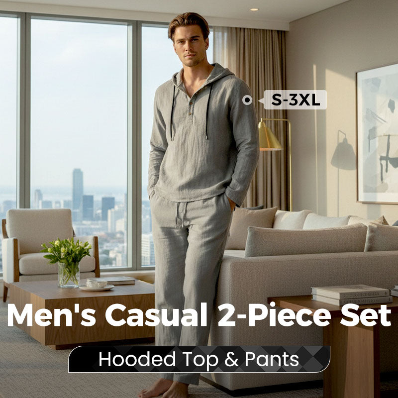 📢📢60% OFF !!!Men's Hooded Casual Loose Top & Pants 2-Piece Set