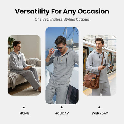 📢📢60% OFF !!!Men's Hooded Casual Loose Top & Pants 2-Piece Set