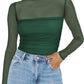 💃Last Day Sales -50% OFF🎉Women's Sparkle Mesh Sheer Long Sleeve Ruched Top