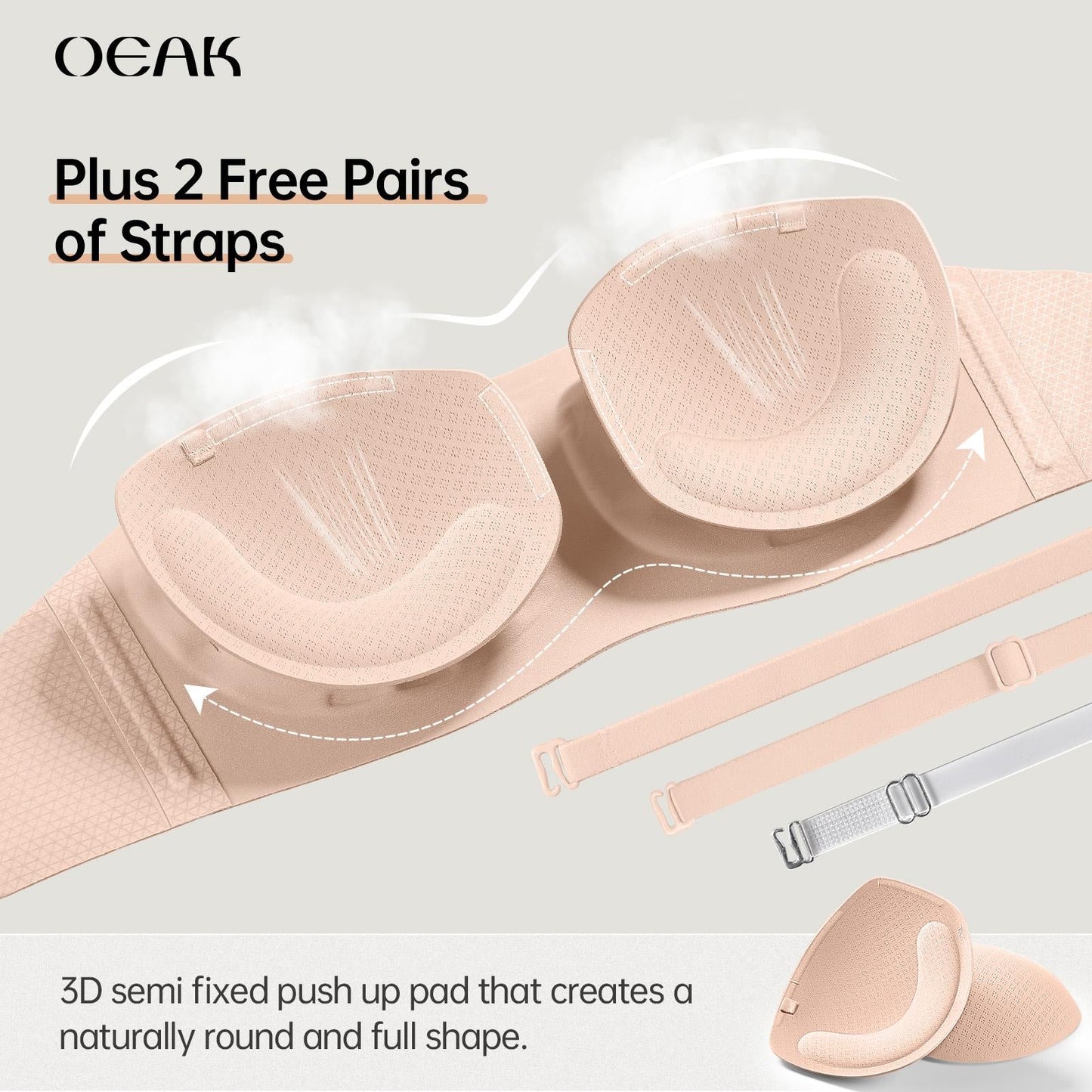 ⛱️Last Day Special Price ＄17.99!!💞Womens Strapless Bras Push Up Bandeau Bra Non Slip Wireless Supportive Padded Bras Seamless Comfortable Tube Jelly Bra