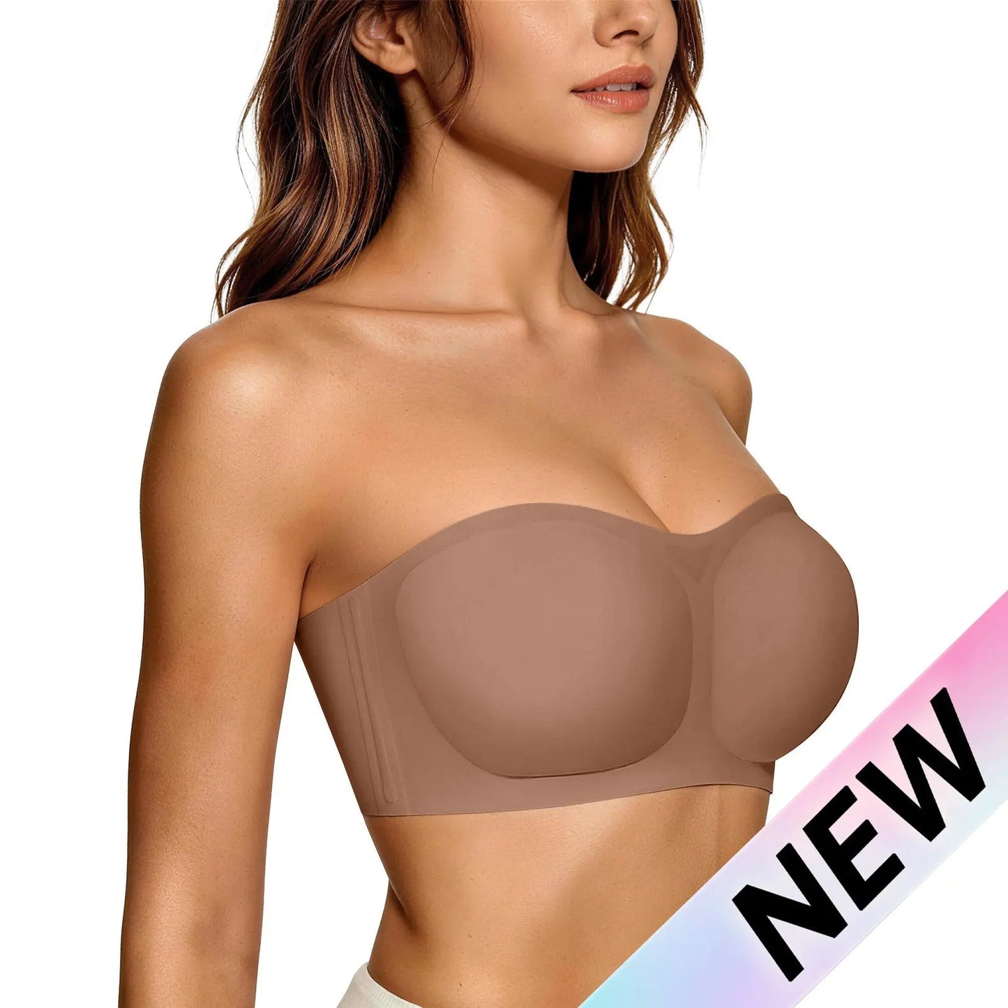 ⛱️Last Day Special Price ＄17.99!!💞Womens Strapless Bras Push Up Bandeau Bra Non Slip Wireless Supportive Padded Bras Seamless Comfortable Tube Jelly Bra