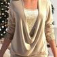 🎄Sequin Loose Smocked Fake Two-Piece Top