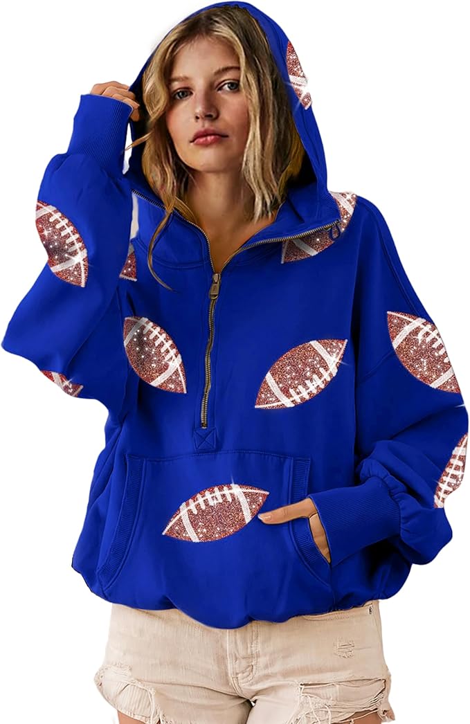 ✨New Early Fall 2026 Collection🔥 50% Off for a Limited Time🔥Womens Game Day Sweatshirts Football Sequin Hoodies with Pocket