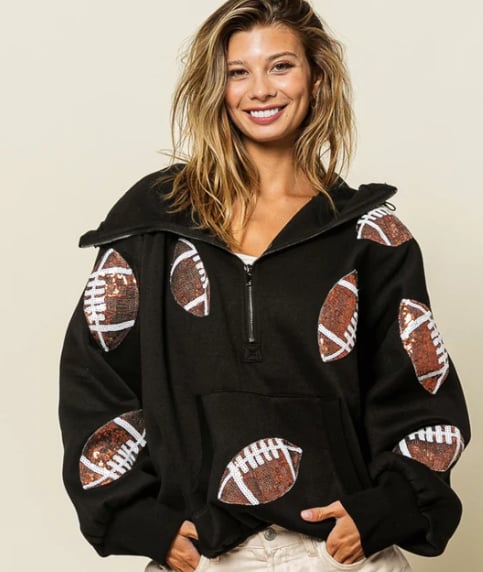 ✨New Early Fall 2026 Collection🔥 50% Off for a Limited Time🔥Womens Game Day Sweatshirts Football Sequin Hoodies with Pocket