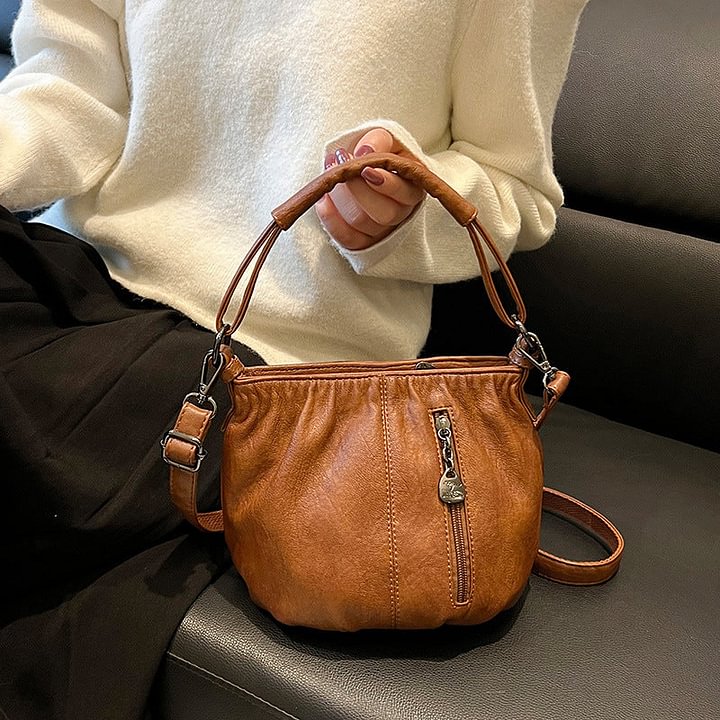⏳Time-Limited Special⏰ Pleated Bucket Leather Handbag – Soft Material, Adjustable Strap & Chic Casual Style ✨