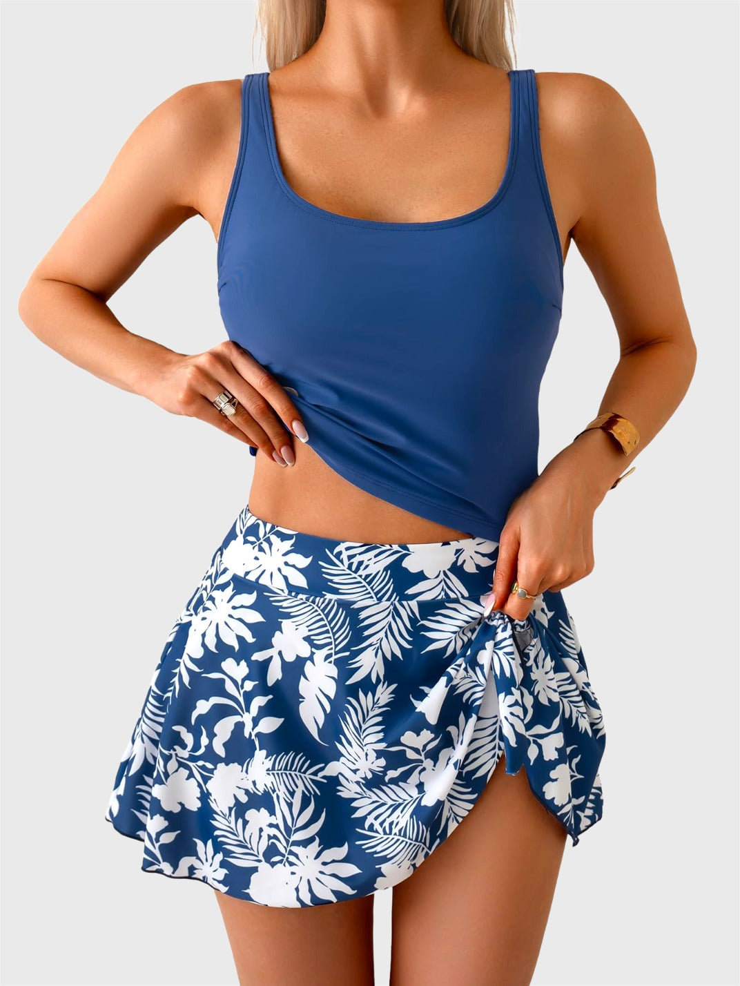 🩱Summer Hot Sale 50% OFF☀️🌊Women's Tummy Control Two Piece Swimsuit High Waisted Tank Top with Swim Skirt
