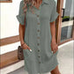 ⏳Time-Limited Special⏰Women's Buttoned Short Sleeve Pocket Casual Shirt Dress