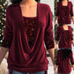 🎄Sequin Loose Smocked Fake Two-Piece Top
