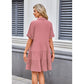 💃2026 Summer Sale-60% OFF💐Women's Short Sleeve Button Down Textured Babydoll Dress with Pockets