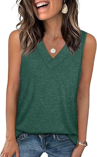 🎁Summer Promotion 50% OFF✨Women's Sleeveless V-Neck Slimming Loose Fit Casual Tank Top