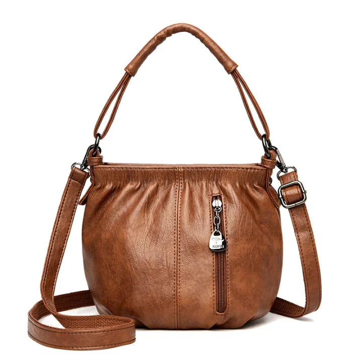 ⏳Time-Limited Special⏰ Pleated Bucket Leather Handbag – Soft Material, Adjustable Strap & Chic Casual Style ✨