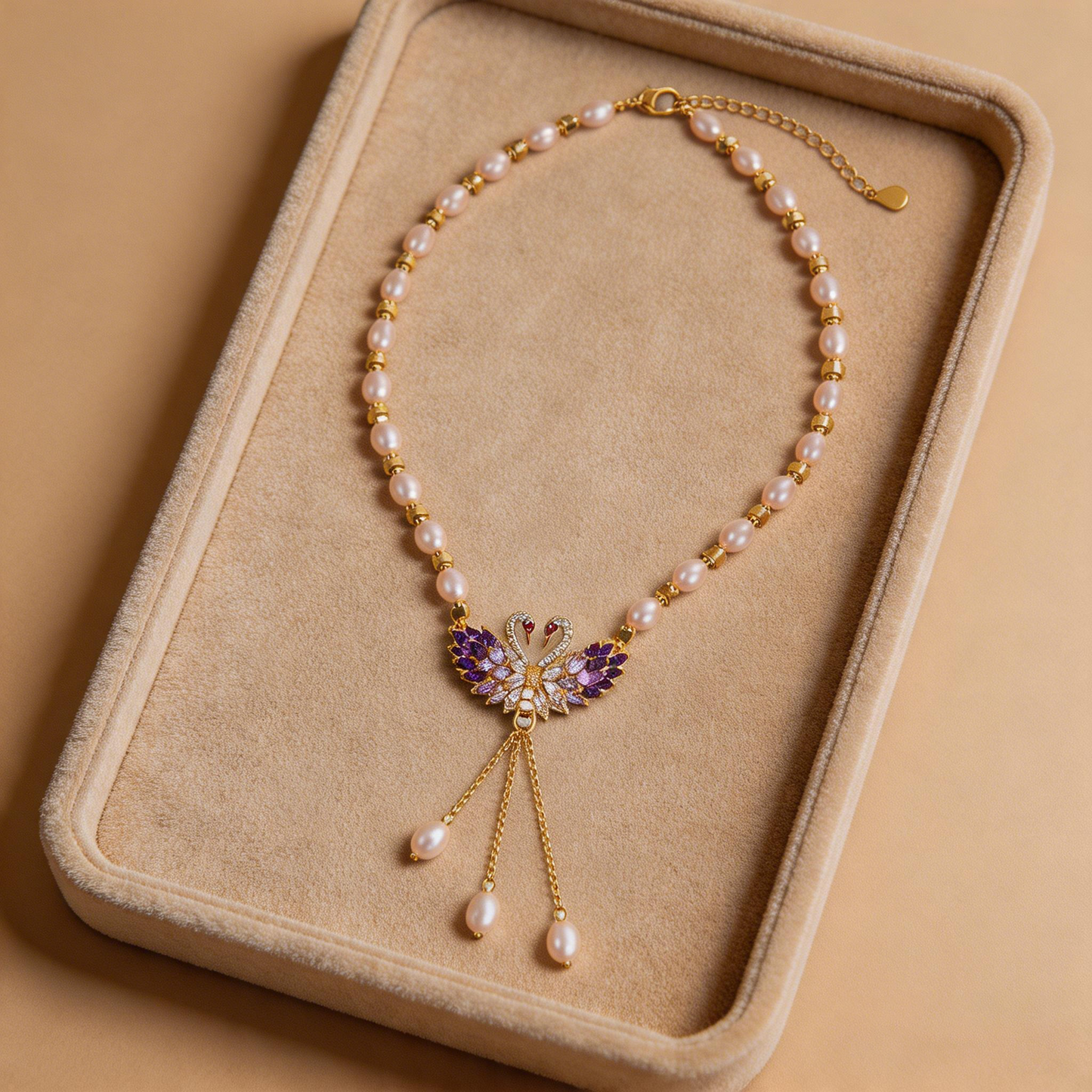 🕊️ Crystal Swan Pendant Necklace for Mom