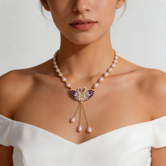 🕊️ Crystal Swan Pendant Necklace for Mom