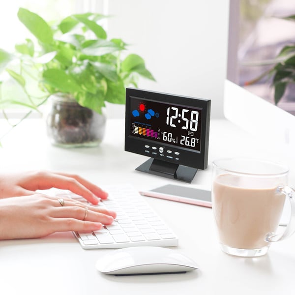🔥Sale 50%🔥Digital LED Temperature Humidity Monitor Weather Forecast LED Table Alarm Clock