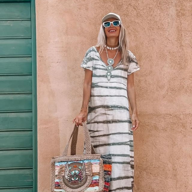 🍃 Loose Fit Long Dress | Breathable V-Neck Summer Maxi Dress
