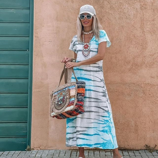 🍃 Loose Fit Long Dress | Breathable V-Neck Summer Maxi Dress