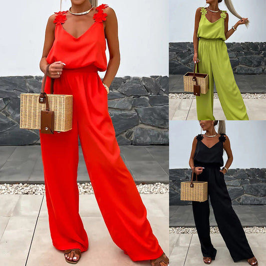 🔥Women's Sleeveless Wide Leg Jumpsuit