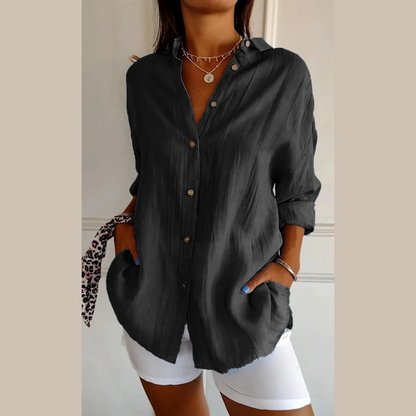 Single lapel classic pleated structure women's shirt