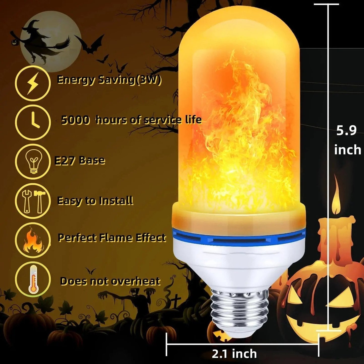 🎃💡2025 HOT Sale 50% OFF🔥LED Flame Light Bulb With Gravity Sensing Effect
