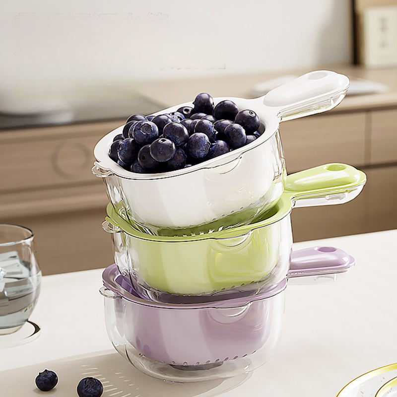 Multifunctional Double-layer Fruit and Vegetable Draining Basket with Handle