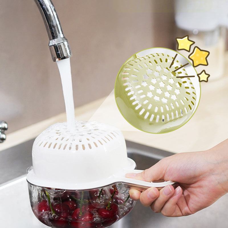 Multifunctional Double-layer Fruit and Vegetable Draining Basket with Handle