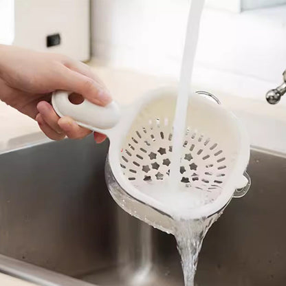 Multifunctional Double-layer Fruit and Vegetable Draining Basket with Handle