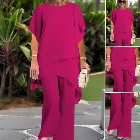 🔥2025 HOT SALE 52% OFF🔥Charming Irregular Top & Wide Leg Pants Set