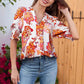 Floral V-neck Puff Sleeve Blouse For Women🌺