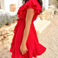 💖LAST DAY SALE 50% OFF💖Women's Elegant Waist Tie V-Neck Ruffle Dress