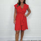 💖LAST DAY SALE 50% OFF💖Women's Elegant Waist Tie V-Neck Ruffle Dress