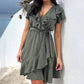💖LAST DAY SALE 50% OFF💖Women's Elegant Waist Tie V-Neck Ruffle Dress