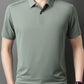 Men's Summer Cool Solid Color Lapel Short Sleeve Top