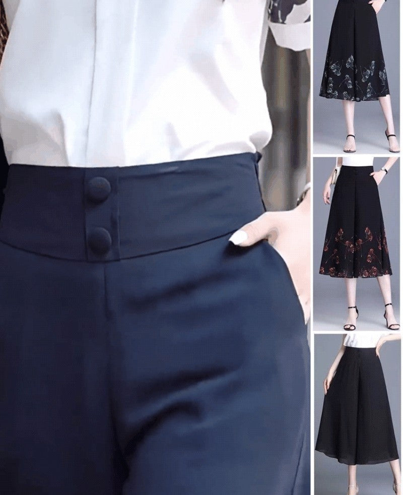 High Waist Floral Wide Leg Casual Pants