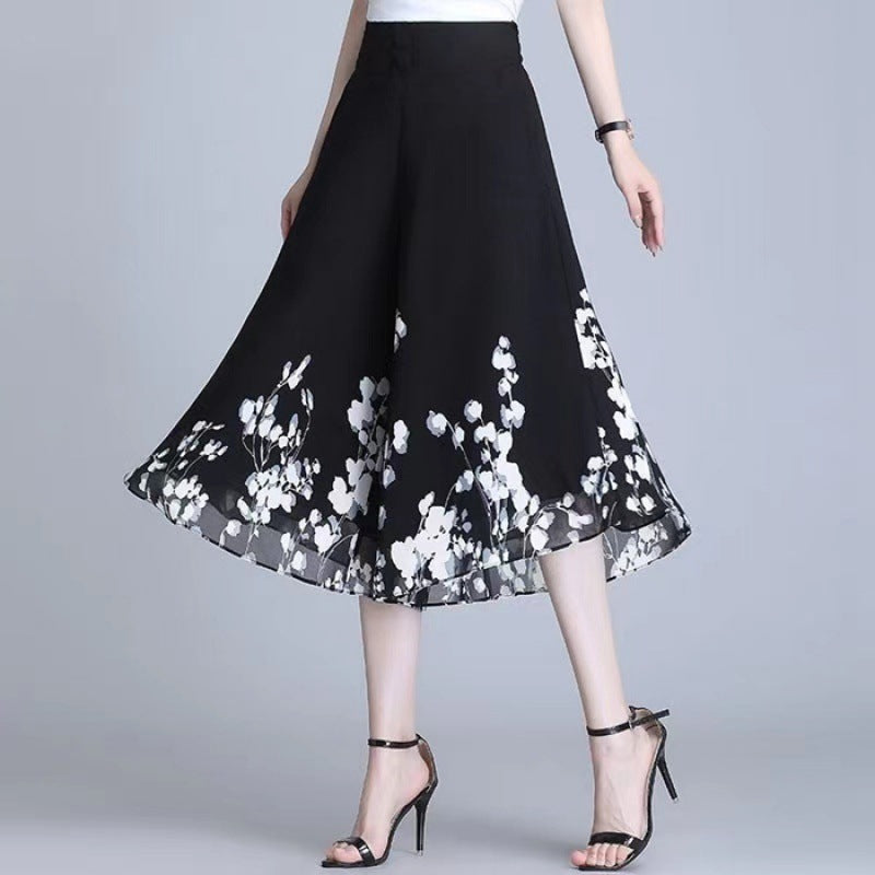 High Waist Floral Wide Leg Casual Pants