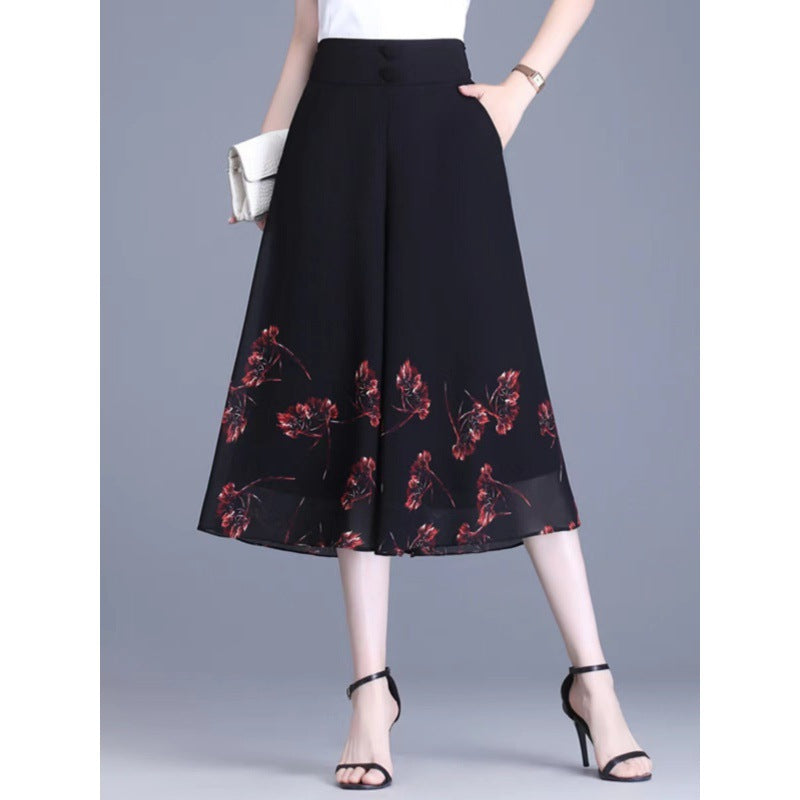 High Waist Floral Wide Leg Casual Pants