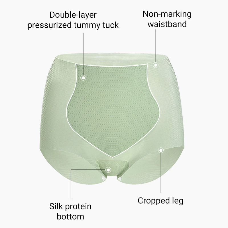 Ultra-thin Ice Silk Seamless High-waist Belly-control Panties