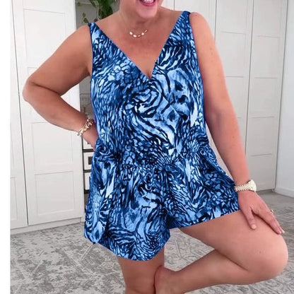 🔥Summer Hot Sale 50%OFF🩱 Sleeveless V-Neck Printed Swimsuit
