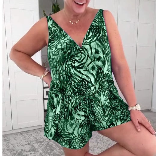 🔥Summer Hot Sale 50%OFF🩱 Sleeveless V-Neck Printed Swimsuit