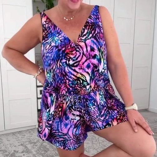 🔥Summer Hot Sale 50%OFF🩱 Sleeveless V-Neck Printed Swimsuit