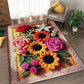 Bathroom Absorbent Non-Slip Knitted Floral Floor Mat